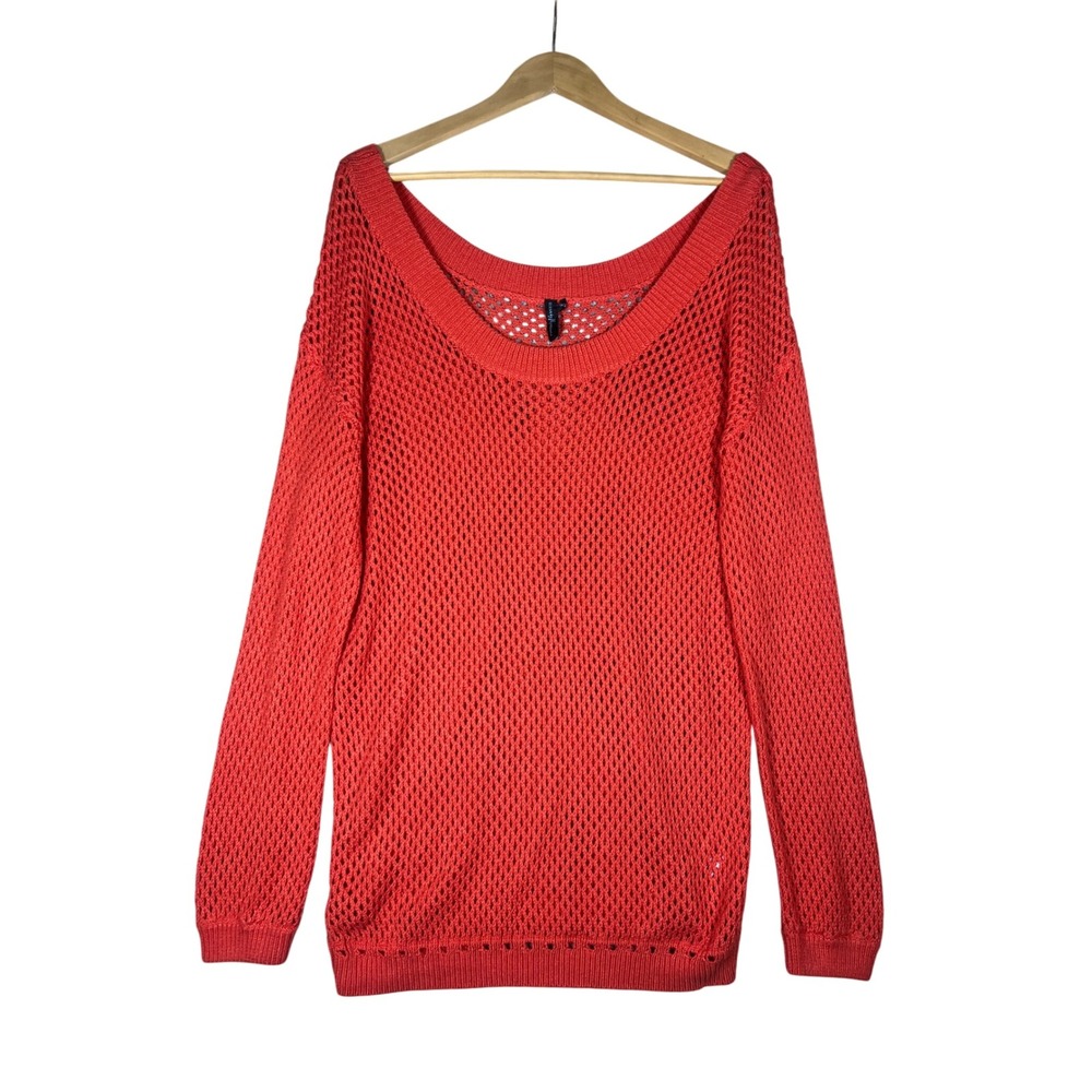 Guess by Marciano Orange Knit Sweater Long Sleeve Oversized Large Top‎ RETRO Y2K